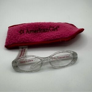 American Girl Doll Glasses with Pink Case – Clear Glitter Frame Accessory